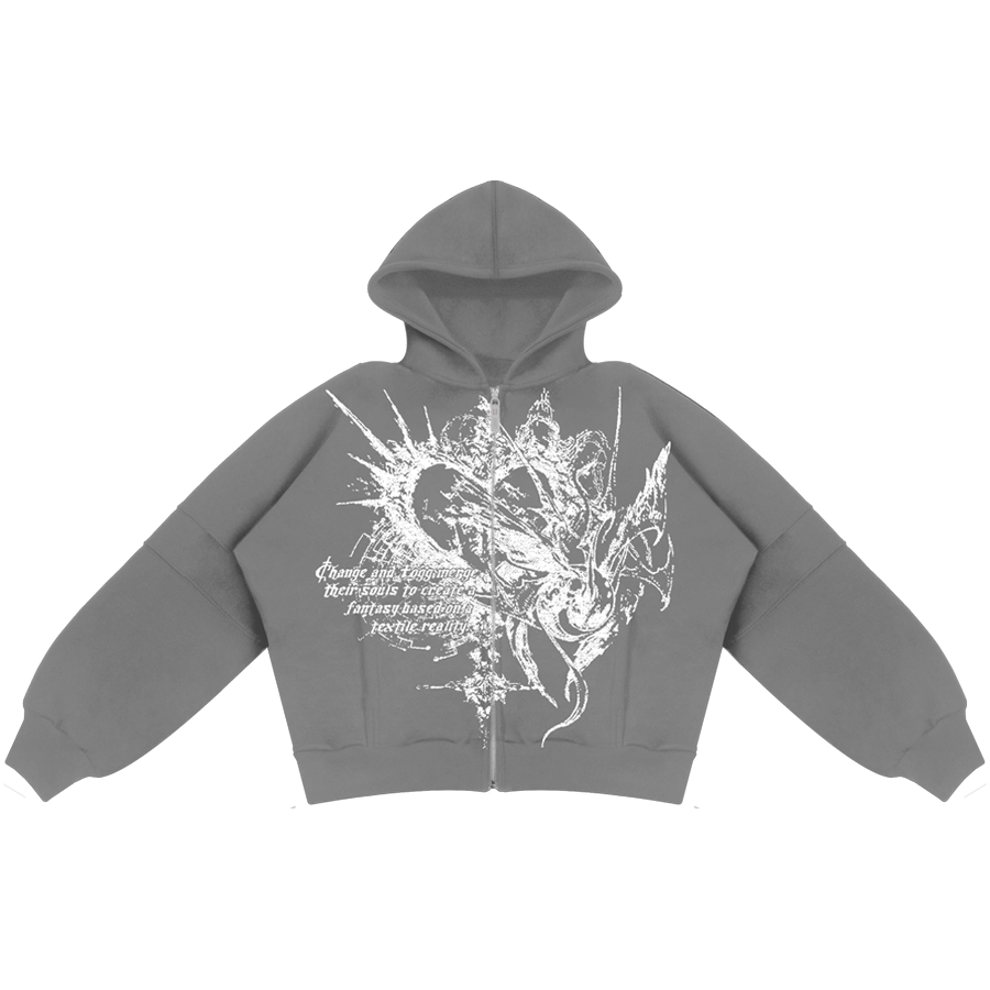 Buzo Oversize Con Cierre Capucha FANTASY ZIP HOODIE Gris Change/LOGG