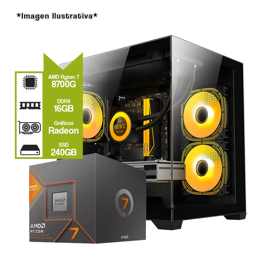 PC Armada Gamer AMD Ryzen 8600G + A620M + SSD 240GB + 16GB + JT-X94B