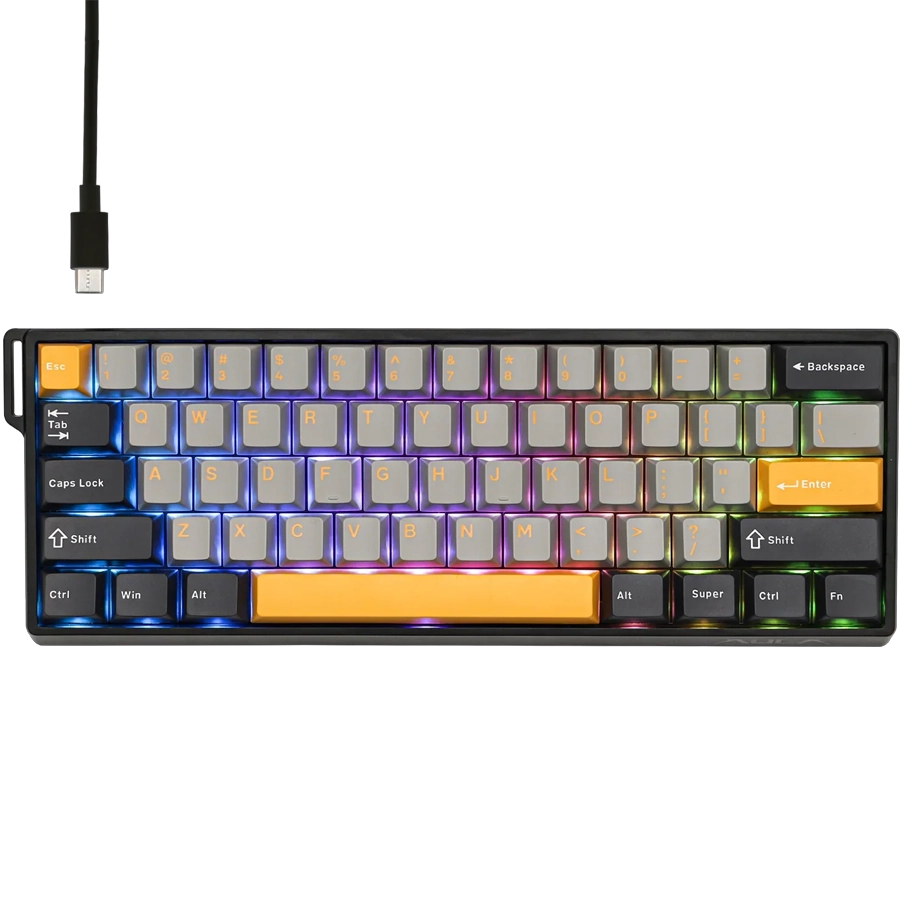 Teclado Magnético Aula WIN60HE MAX 60% 8000Hz RGB Switch Wing Chun Gris/Amarillo Inglés US