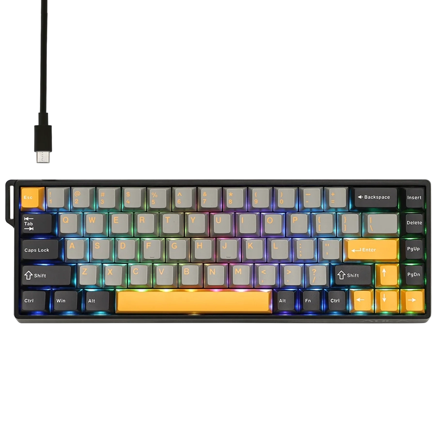 Teclado Magnético Aula WIN68HE MAX 65% 8000Hz RGB Switch Wing Chun Negro/Gris/Amarillo Inglés US