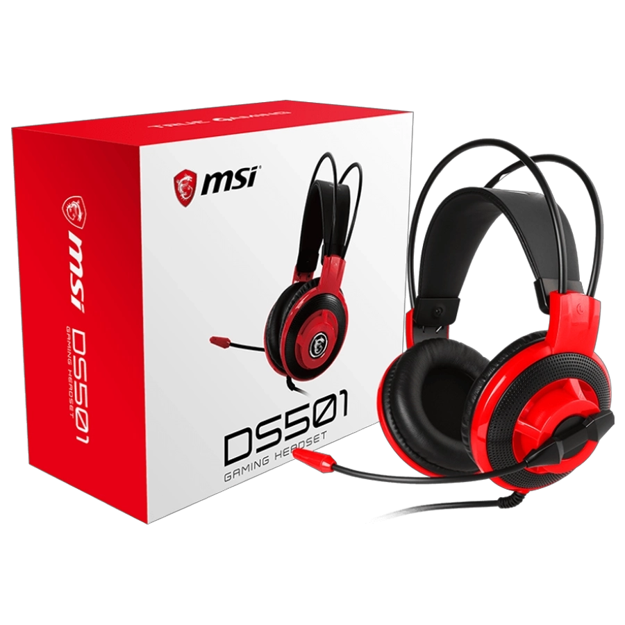 Auriculares Headset Gamer MSI DS501 40mm 3.5mm Rojo y Negro