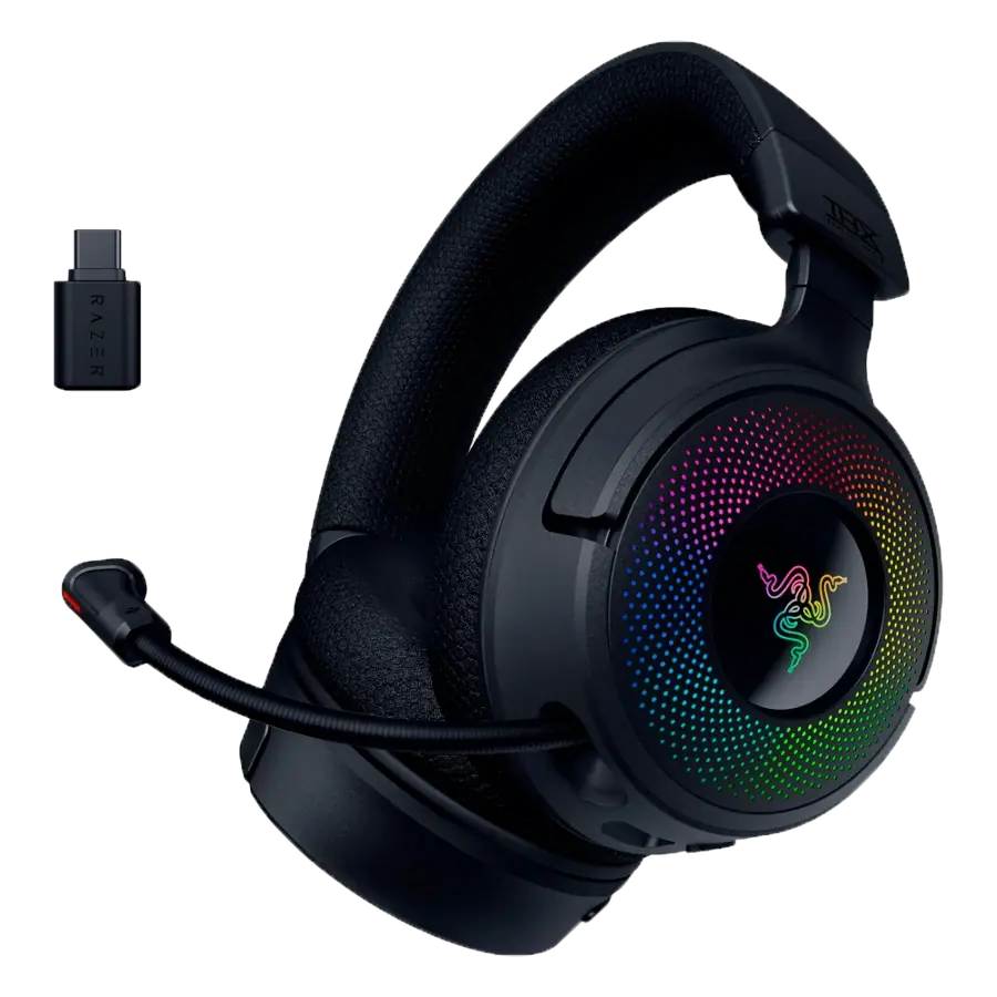 Auriculares Headset Inalámbricos Gamer Razer Kraken V4 THX TriForce Titanium 40mm Chroma RGB BT USB