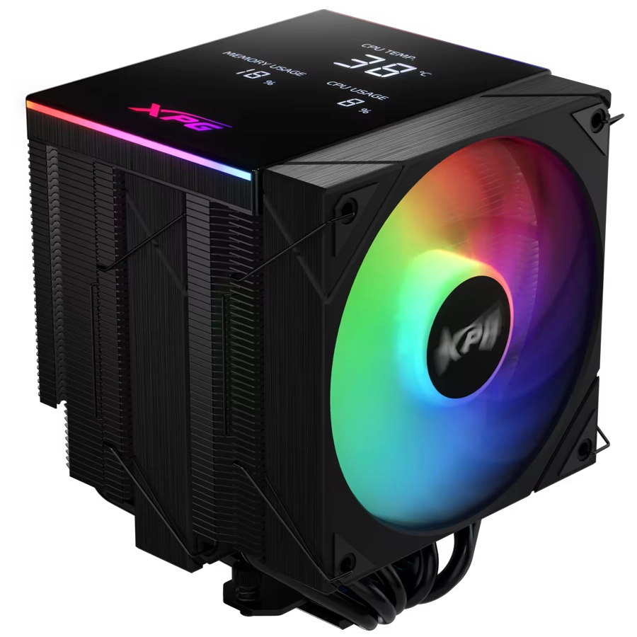 DISIPADOR COOLER CPU XPG MAESTRO PLUS 62DA DUAL FAN MONITOR TDP 250W 160MM ARGB NEGRO AM5 1851