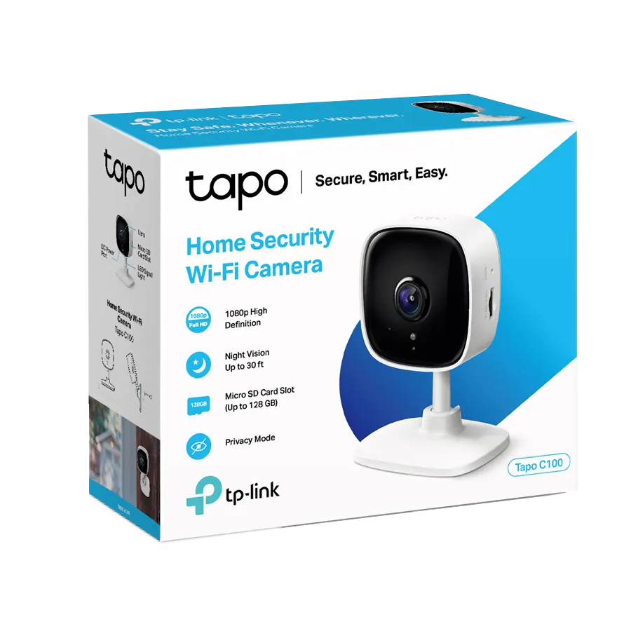 Cámara de Seguridad TP-Link Tapo C100 WiFi Mic/Parlante 1080p microSD