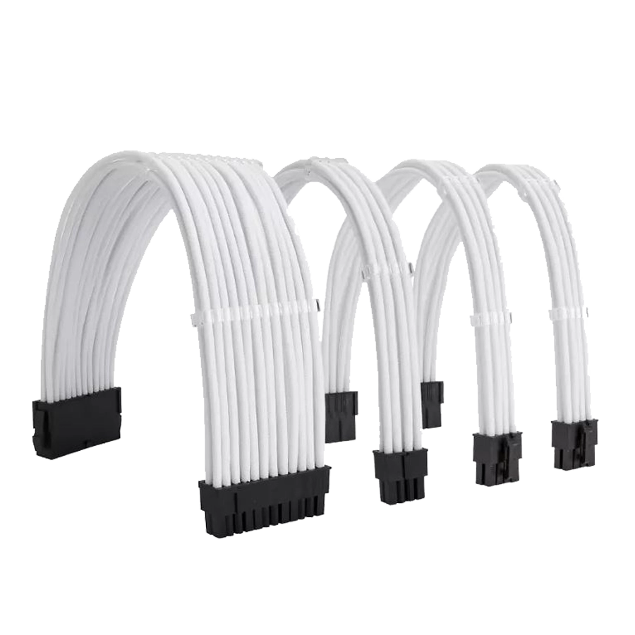 Pack Cables Modding Mallado ATX 24pin CPU/EPS 4+4pin 2xPCIe 6+2pin Blanco