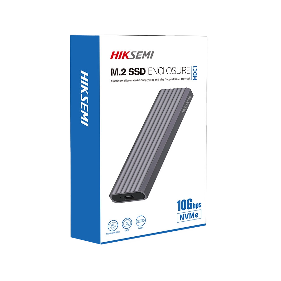 Carcasa Carry Disk HIKSEMI MDC1 M.2 NVMe USB 3.2 Gen2 Tipo C / A 10Gbps Disipador Aluminio