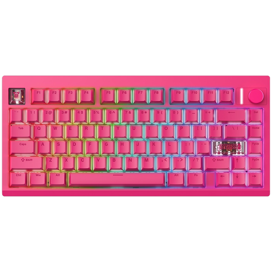 TECLADO MECÁNICO INALÁMBRICO FANTECH MAXFIT8 MK921 ROSIE QMK 75% ARGB ROSA SWITCH BROWN INGLÉS US