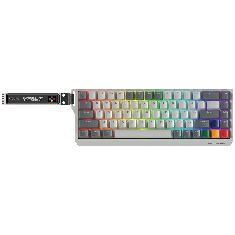 TECLADO MAGNÉTICO FANTECH ATOM HE68 PRO MK922 SUPER MAXFIT 65% 2.4G BT USB SWITCH EMERALD INGLÉS US