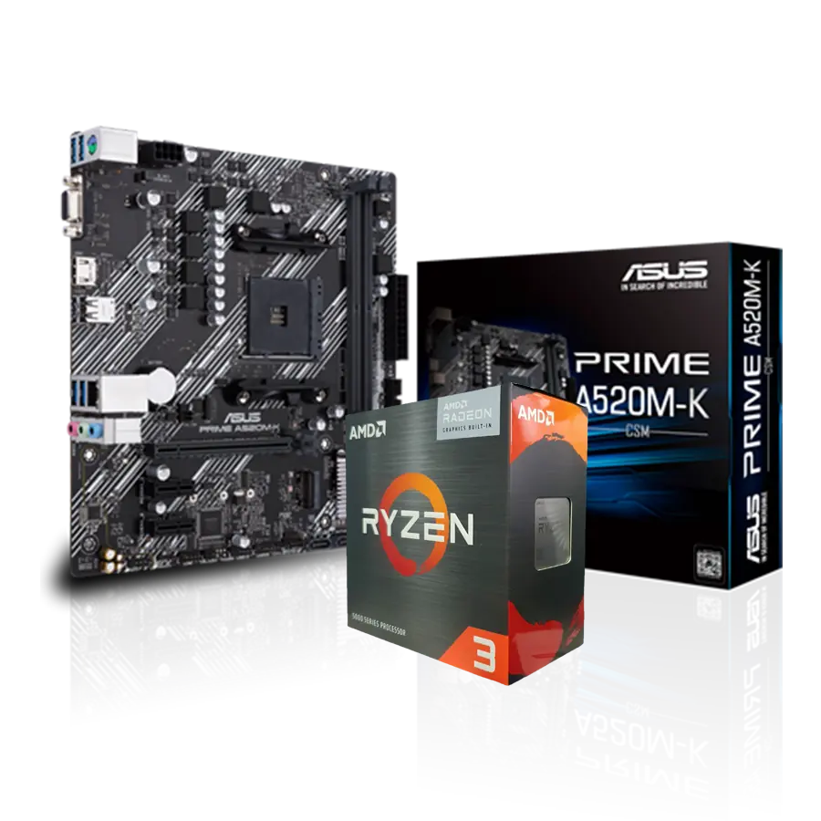 Combo Actualización AMD Ryzen 3 5300G 4.2GHz + ASUS PRIME A520M-K/CSM mATX AMD AM4
