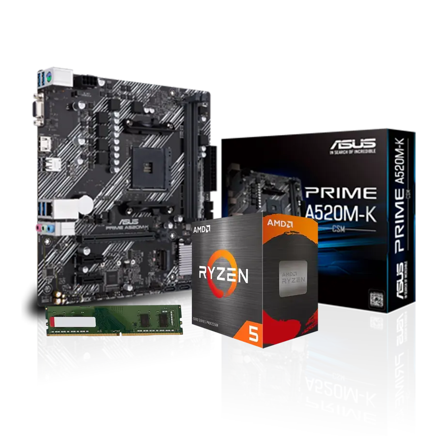 COMBO ACTUALIZACIÓN AMD RYZEN 5 5600GT + ASUS PRIME A520M-K/CSM + 16GB DDR4