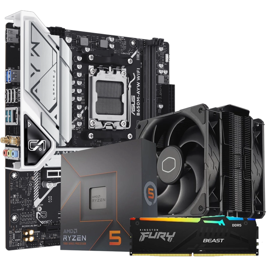 COMBO ACTUALIZACIÓN AMD RYZEN 5 7600X + ASUS B650M-AYW WIFI + 16GB DDR5 + HYPER 212 BLACK X DUO