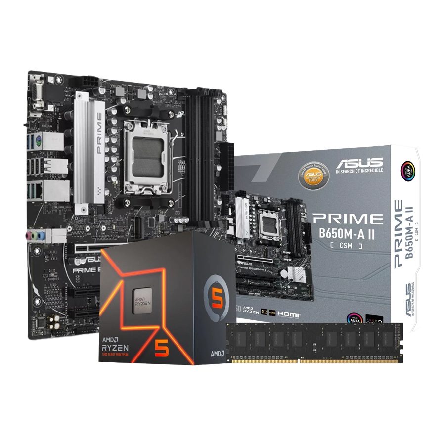 Combo Actualización AMD Ryzen 5 7600 + B650M A II PRIME CSM + 16GB DDR5 