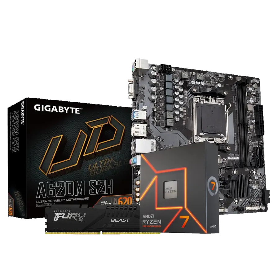 Combo Actualización AMD Ryzen 7 7700X +  GIGABYTE A620M S2H + 16GB DDR5