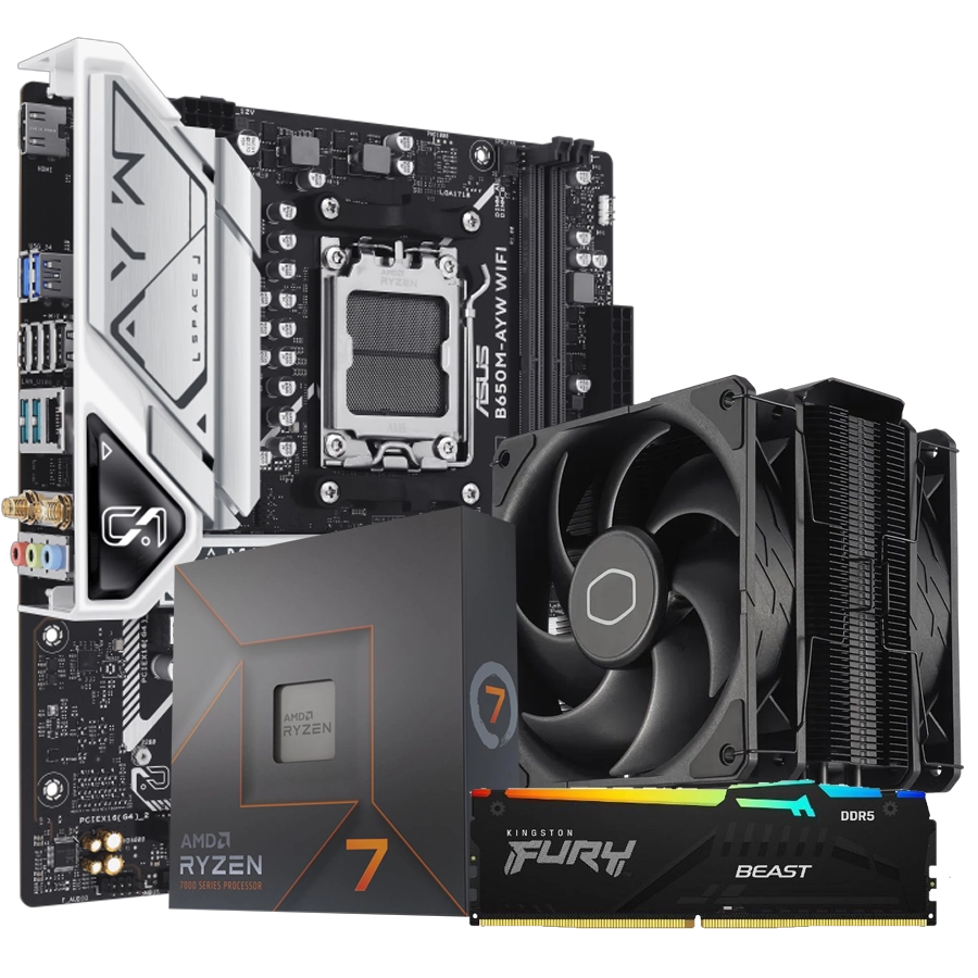 COMBO ACTUALIZACIÓN AMD RYZEN 7 7700X + ASUS B650M-AYW WIFI + 16GB DDR5 + HYPER 212 BLACK X DUO