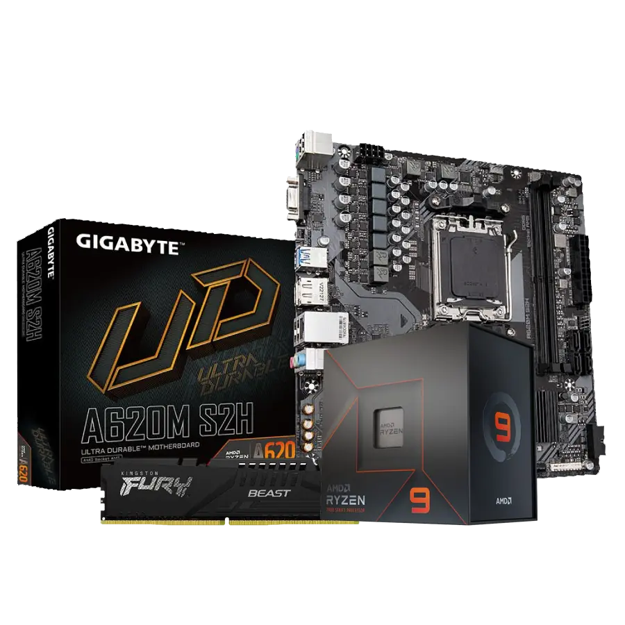 COMBO ACTUALIZACIÓN AMD RYZEN 9 7900X + GIGABYTE A620M S2H + 16GB DDR5