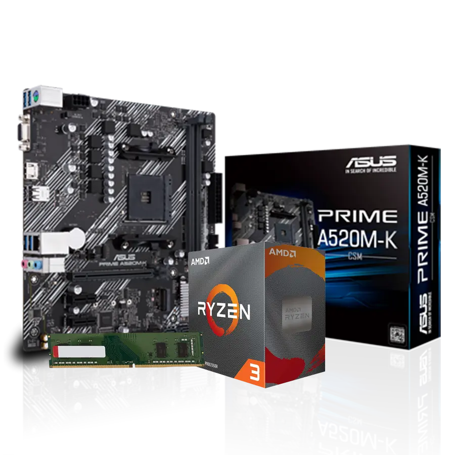 Combo Actualización Ryzen 3 4100 + A520M + 16GB DDR4 *REQUIERE PLACA DE VIDEO*