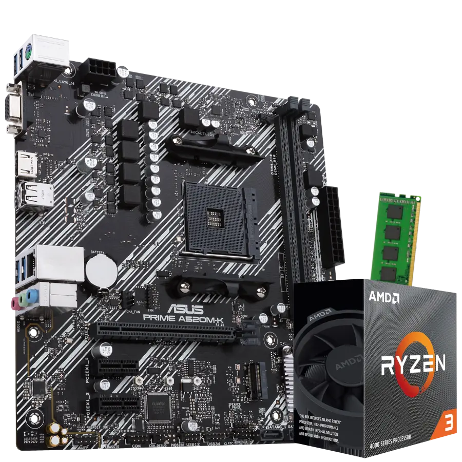 Combo Actualización Ryzen 4100 + A520M + 8GB 3200MHZ *REQUIERE PLACA DE VIDEO*
