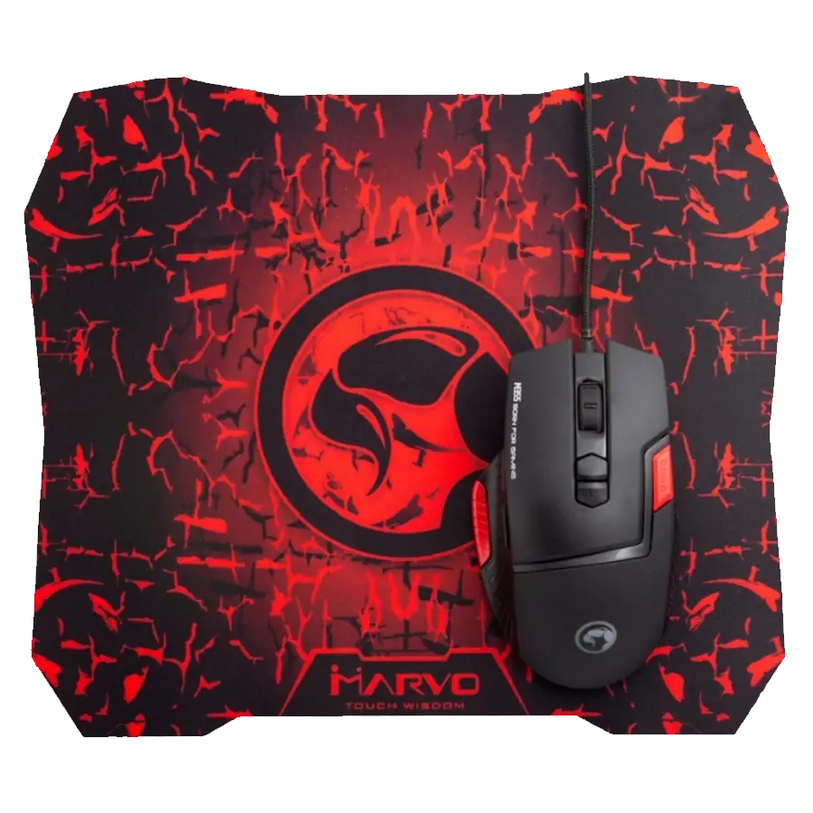 Combo Mouse y Pad Marvo M355+G1 6400 DPI 9 Botones LED 287x244mm
