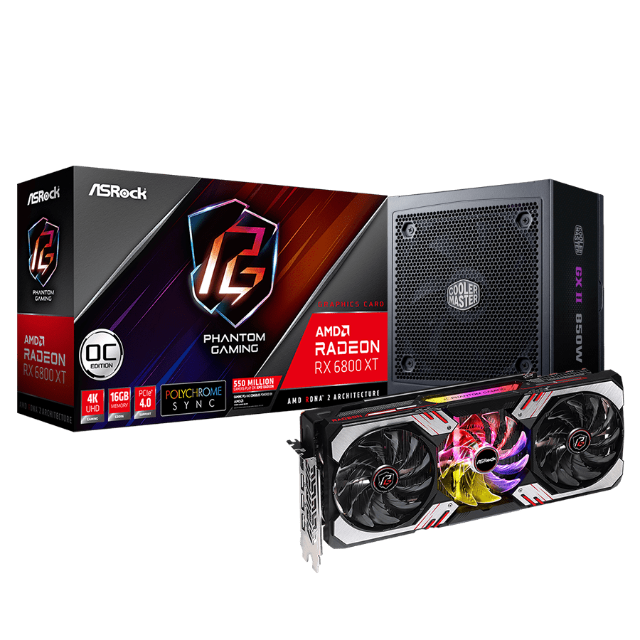 Combo Placa de Video ASRock AMD Radeon RX 6800 XT + Fuente Cooler Master 850W 80+ Gold