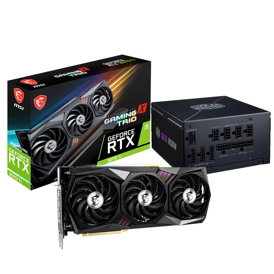 COMBO PLACA DE VIDEO MSI RTX 3070 TI GAMING X TRIO + FUENTE COOLER MASTER 850W 80+ GOLD
