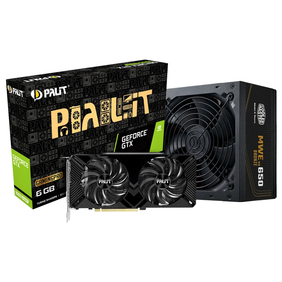 COMBO PLACA DE VIDEO PALIT GTX 1660 SUPER GP + FUENTE COOLER MASTER 650W 80+ BRONZE