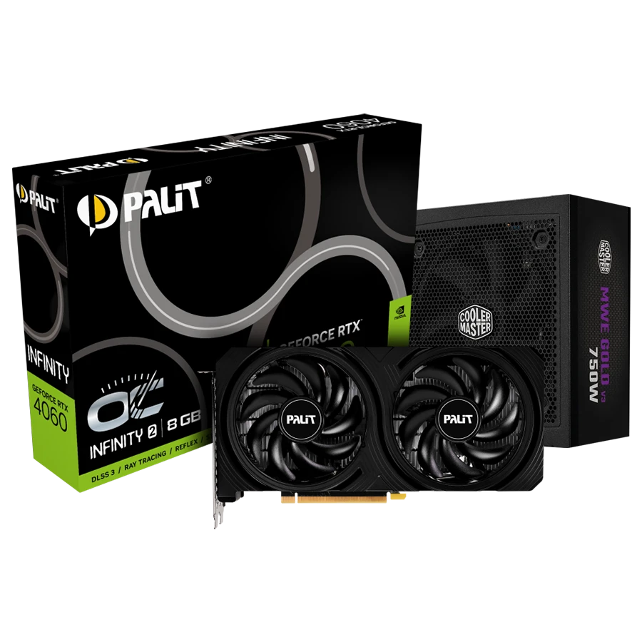 COMBO PLACA DE VIDEO PALIT RTX 4060 INFINITY 2 8GB + FUENTE COOLER MASTER 750W 80+ GOLD
