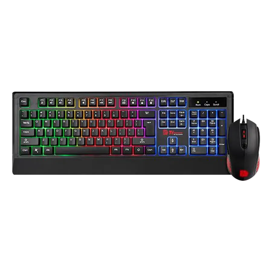 Combo Teclado y Mouse Gamer Thermaltake Tt eSPORTS CHALLENGER LED Arco Iris 2400dpi Español