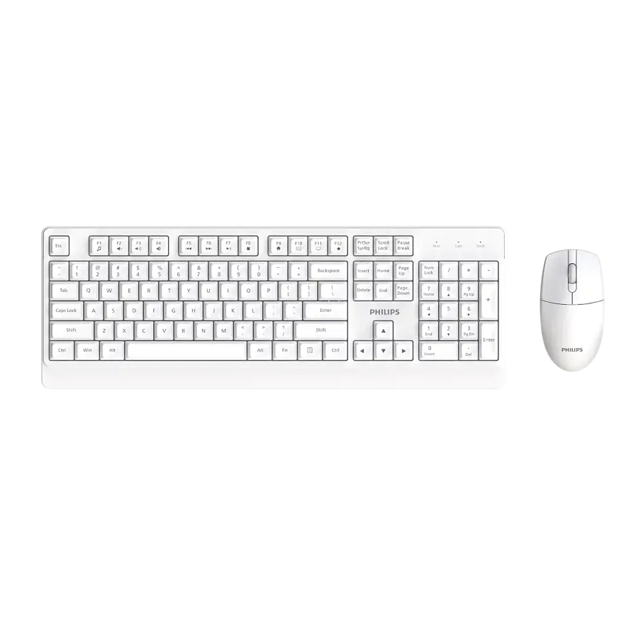 Combo Teclado y Mouse Inalámbrico Phillips SPT6368 3000 Series 2.4G 1600 DPI Español LA Blanco