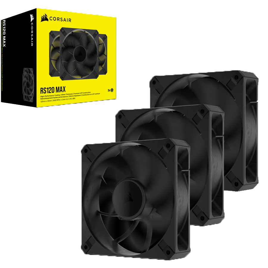 Kit Fan Cooler CORSAIR RS120 MAX 3x 120mm x 30mm 2000rpm PWM 4pin