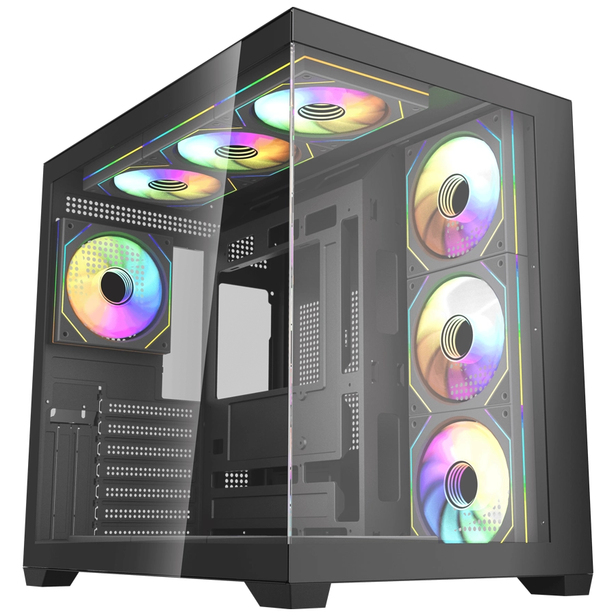 GABINETE FANTECH LUMINA X CG85X MID TOWER ATX 2X TG USB-C 6X FAN ARGB NEGRO