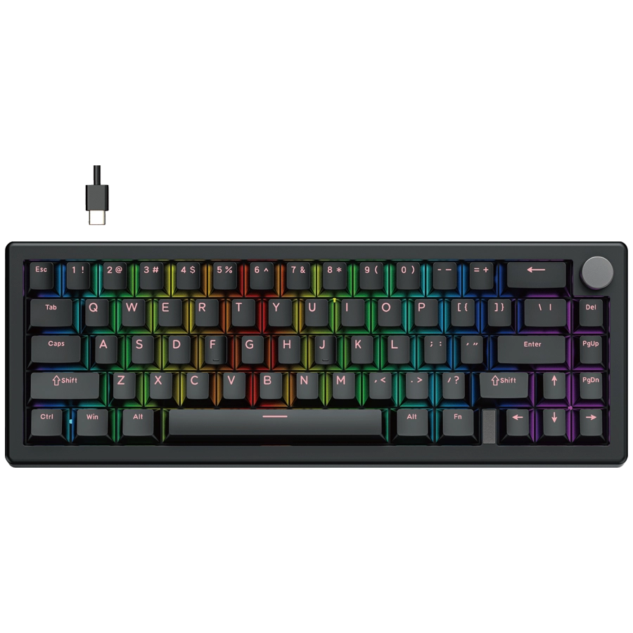 TECLADO MECÁNICO FANTECH ATOM X66 MK614 RETRO 65% ARGB NEGRO SWITCH ICE APRICOT INGLÉS US