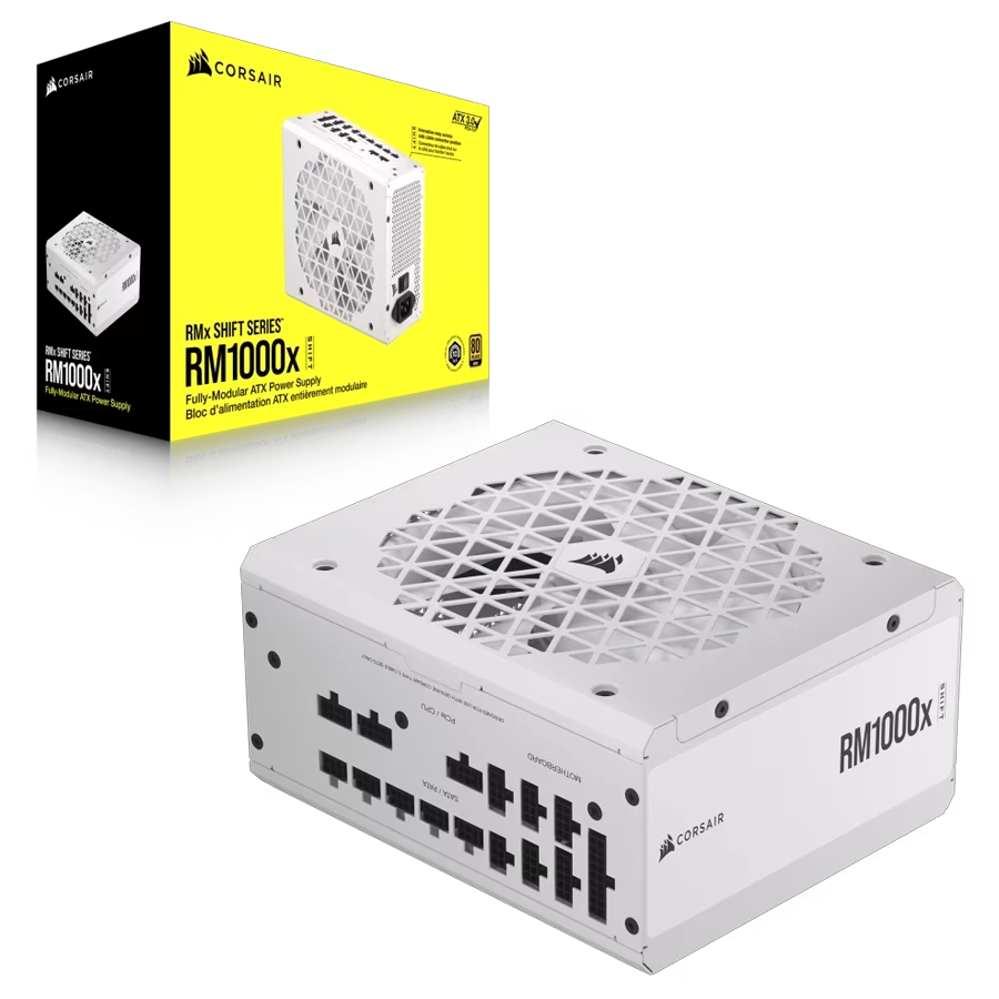 Fuente CORSAIR RM1000x SHIFT 1000W 80 PLUS Gold Full Modular ATX 3.1 PCIe 5.1 12V-2x6 Blanca