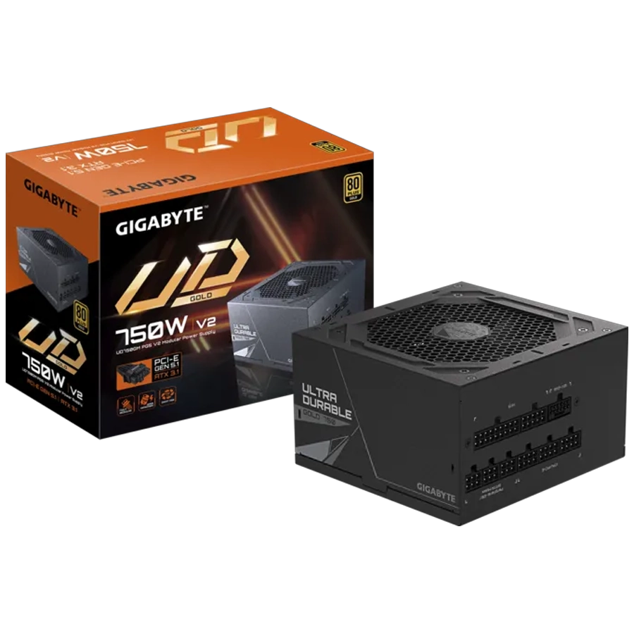 FUENTE GIGABYTE UD750GM PG5 V2 750W 80 PLUS GOLD FULL MODULAR ATX 3.1 PCIE 5.1 NEGRO