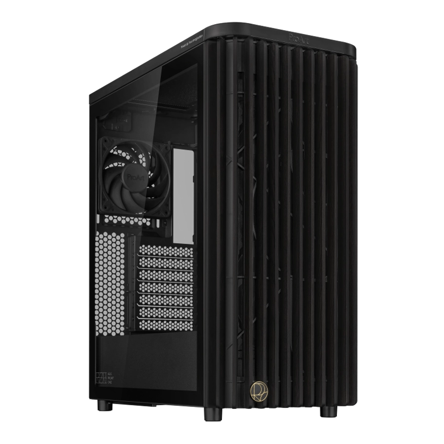 GABINETE ASUS PROART PA401 WOOD EDITION MADERA DE FRESNO MID TOWER ATX TG USB-C 3XFAN HUB NEGRO