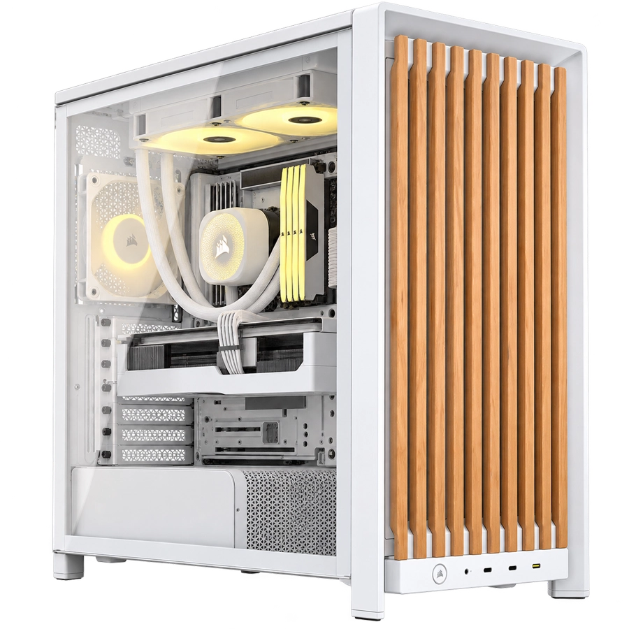 GABINETE CORSAIR FRAME 5000D WOOD RS MID TOWER E-ATX TG USB-C 3X FAN BLANCO MADERA ROBLE