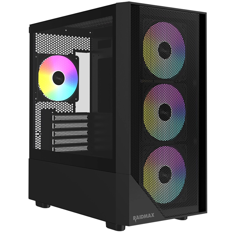 GABINETE GAMER RAIDMAX MESHIAN X X609 M MATX TG 4X FAN ARGB NEGRO