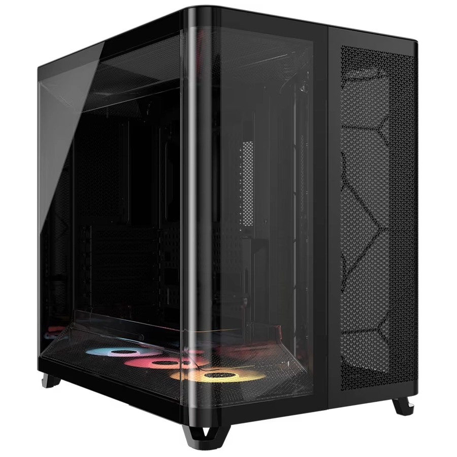 GABINETE CORSAIR AIR 5400 RS-R ARGB MID TOWER E-ATX BTF 2X TG 3X FAN PWM RAPIDROUTE 2.0 NEGRO