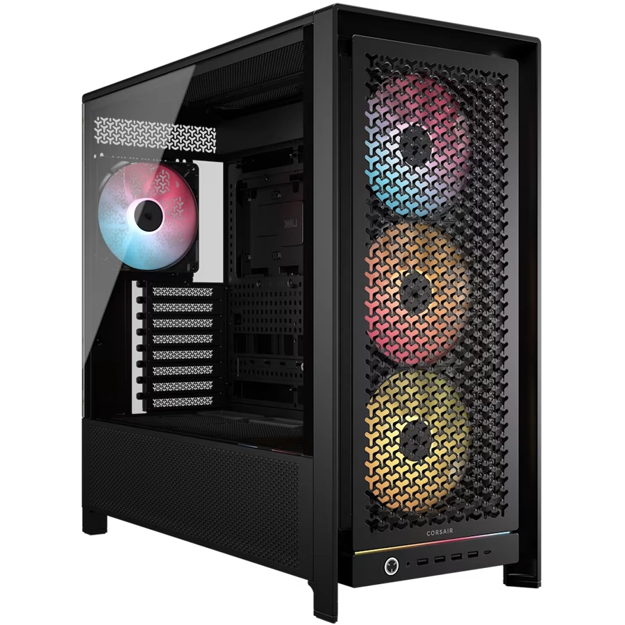 GABINETE CORSAIR FRAME 5000D RS ARGB MID TOWER E-ATX TG USB-C INFINIRAIL 4X FAN NEGRO