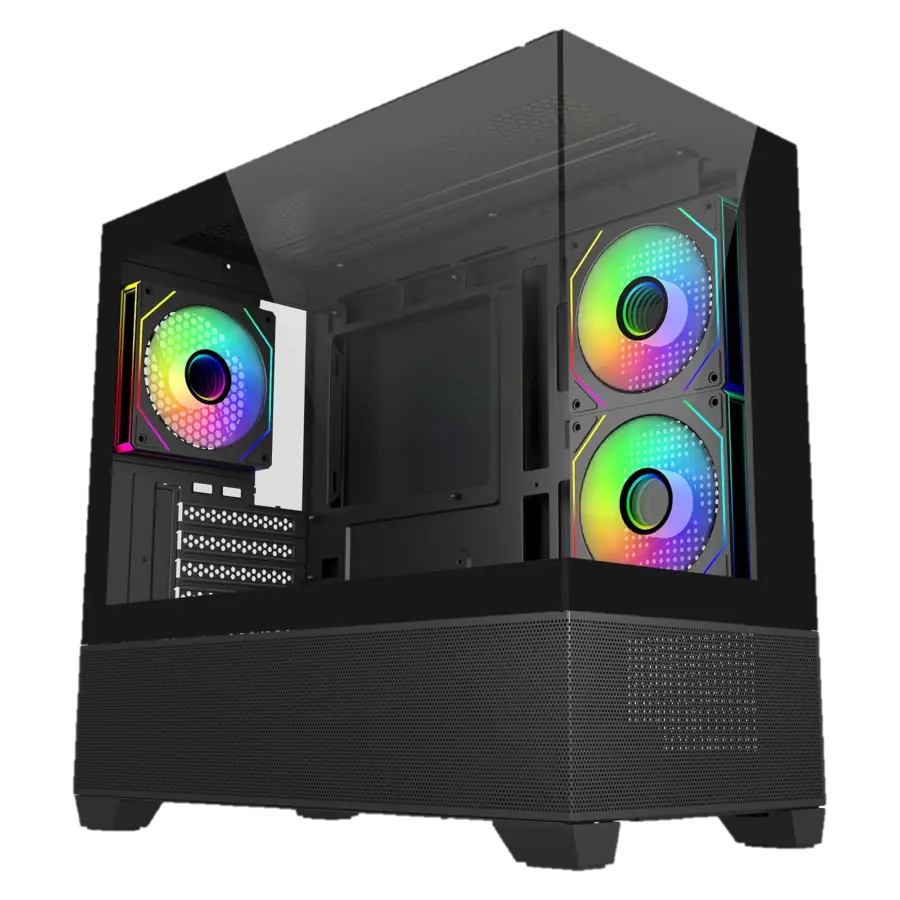 Gabinete Cooler Master Elite 490 Mini Tower mATX 2xTG USB-C 3xFan PWM ARGB Negro