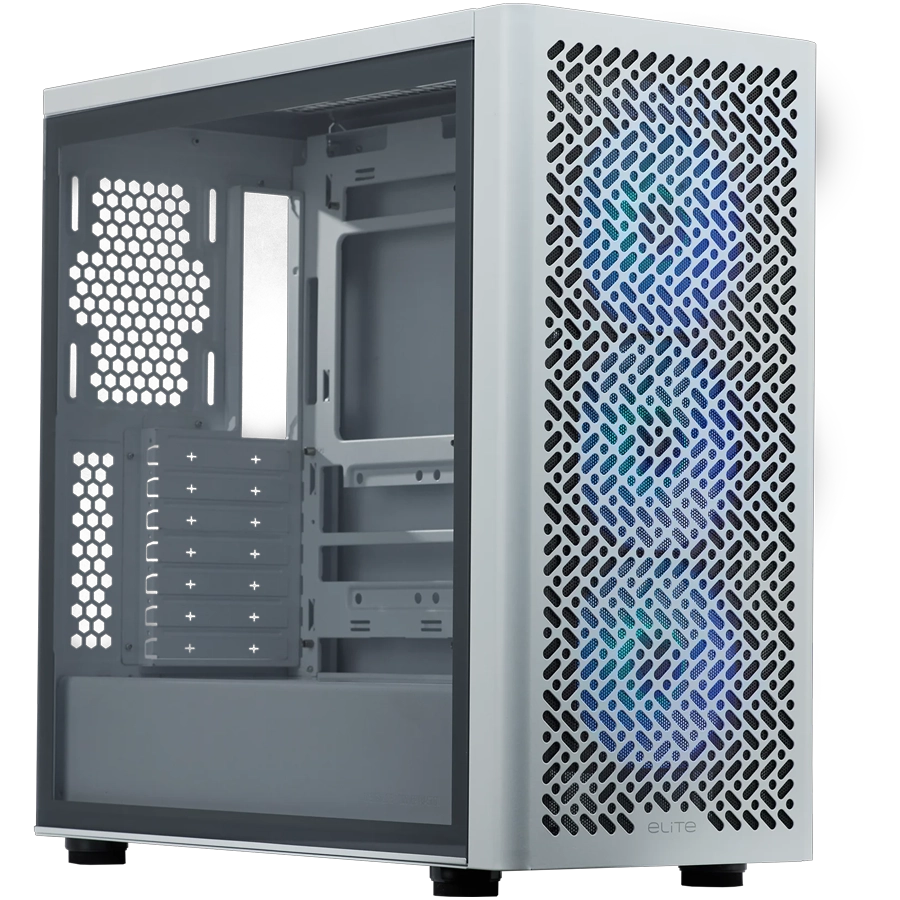 Gabinete Cooler Master Elite 502 Mid Tower E-ATX BTF TG Mesh USB-C 3xFan ARGB Blanco