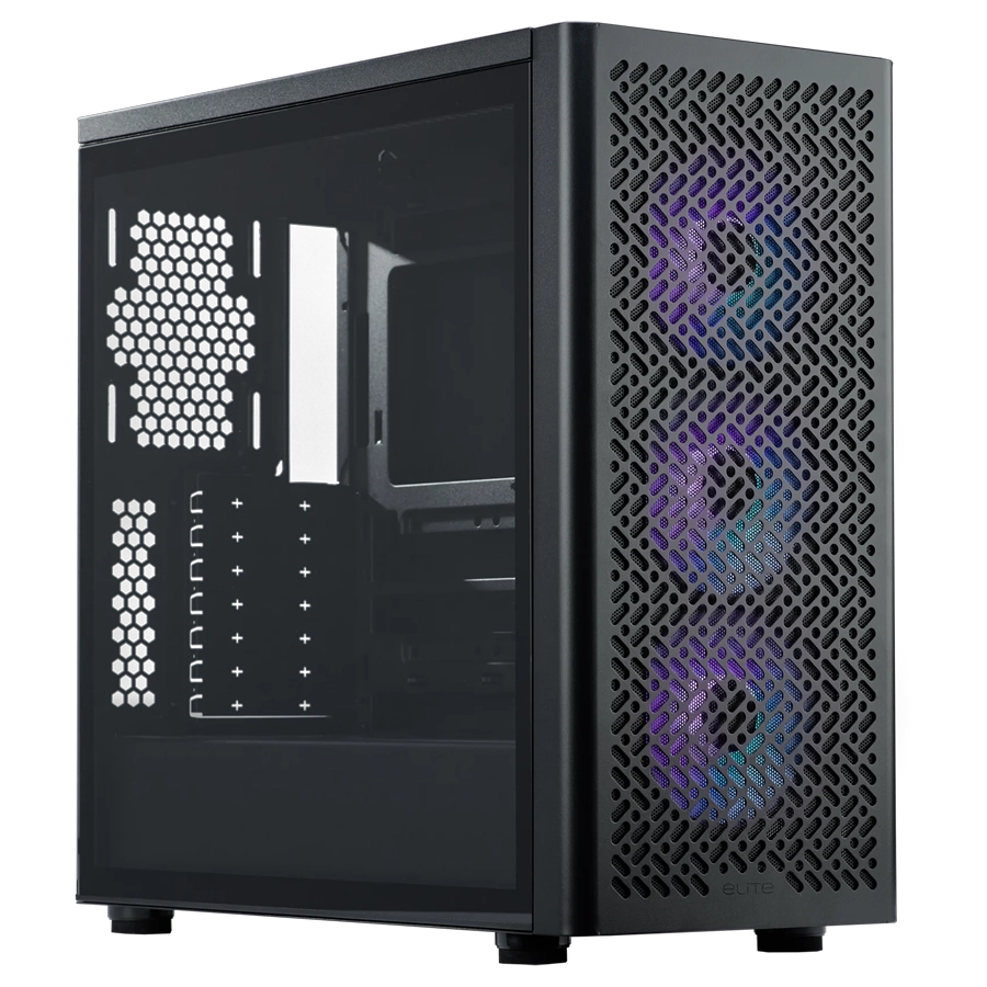 GABINETE COOLER MASTER ELITE 502 MID TOWER E-ATX BTF TG MESH USB-C 3XFAN ARGB NEGRO