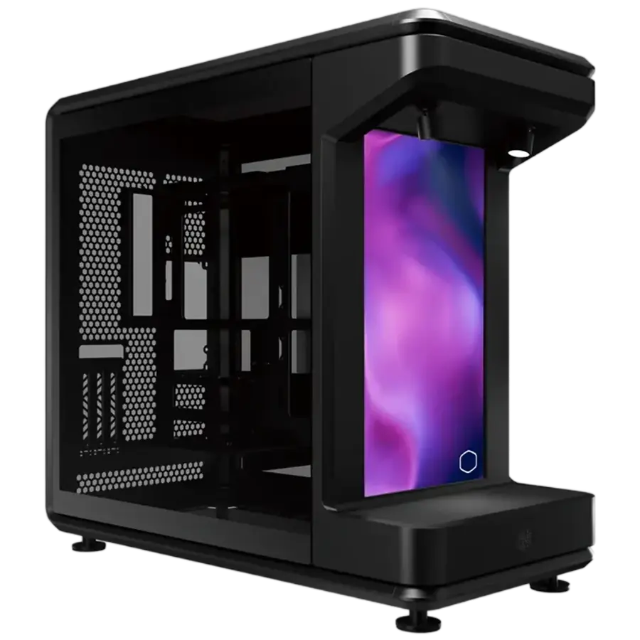 GABINETE COOLER MASTER MASTERFRAME 360 STAGE LCD MID TOWER ATX TG EXPOSITOR PANTALLA C/ CABLE RISER