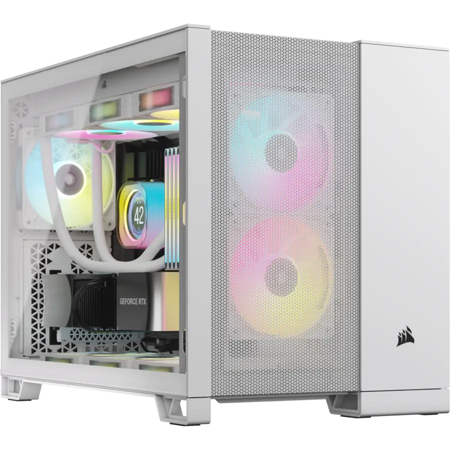 Gabinete Corsair 2500D AIRFLOW Doble Cámara mATX TG Blanco