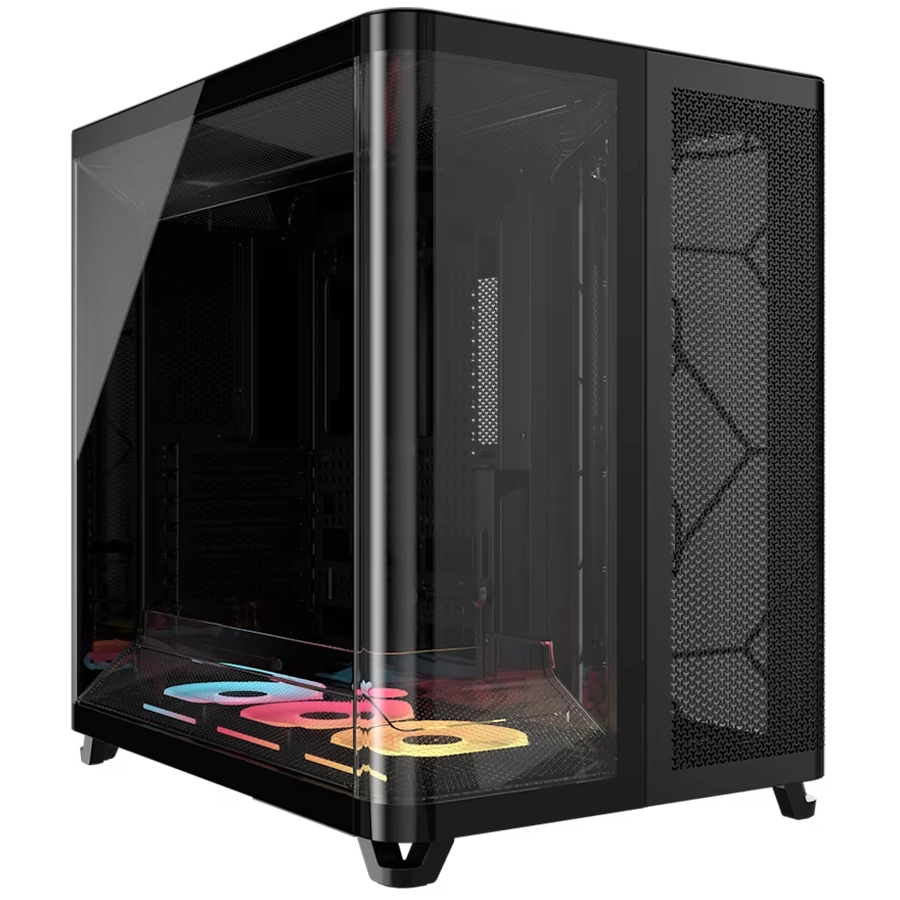 GABINETE CORSAIR AIR 5400 LX-R RGB ICUE LINK MID TOWER TRIPLE CÁMARA 2X TG 3X FAN NEGRO