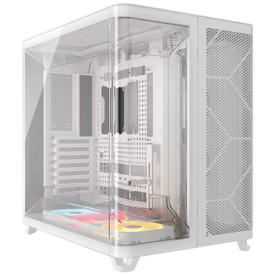GABINETE CORSAIR AIR 5400 LX-R RGB ICUE LINK MID TOWER TRIPLE CÁMARA 2X TG 3X FAN BLANCO