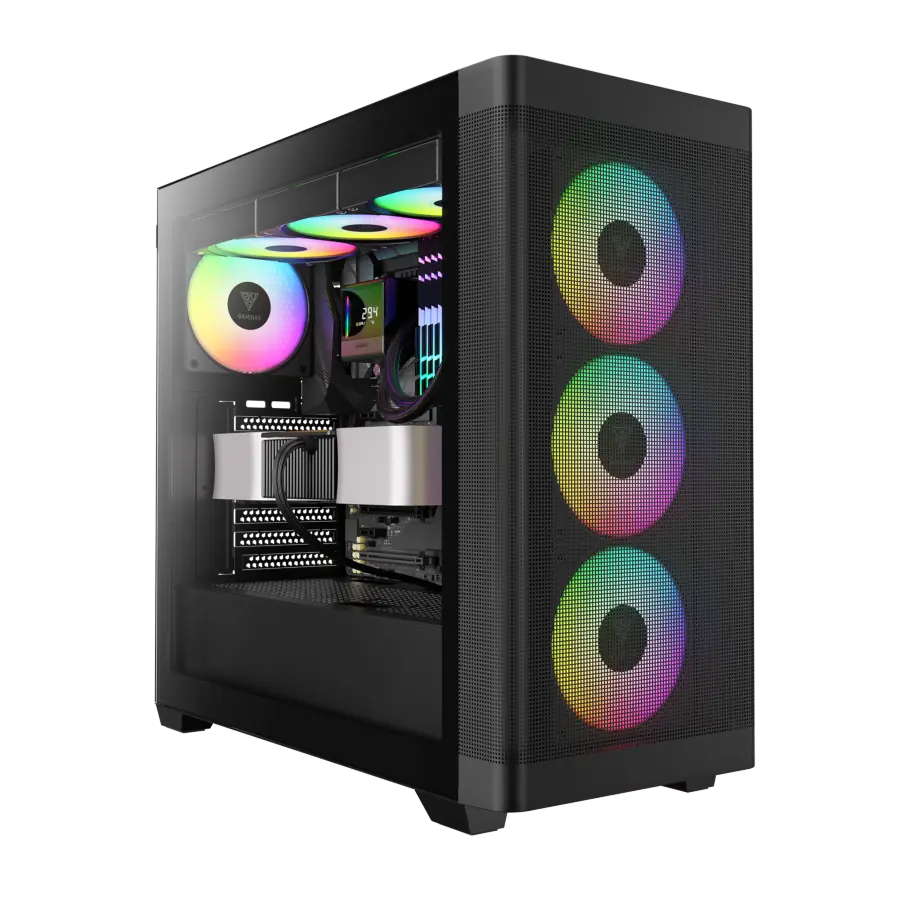 Gabinete GAMDIAS ATHENA M3 Mid Tower E-ATX TG USB-C Negro 4xFan ARGB PWM