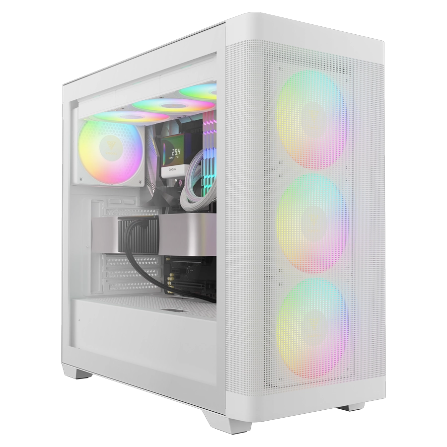 Gabinete GAMDIAS ATHENA M3 WH Mid Tower E-ATX TG USB-C Blanco 4xFan ARGB PWM