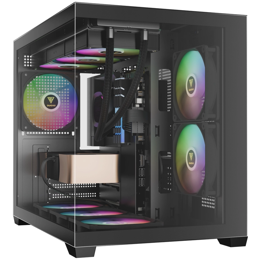 Gabinete GAMDIAS AURA GC10M ARGB Micro Tower mATX TG 3xFan Negro