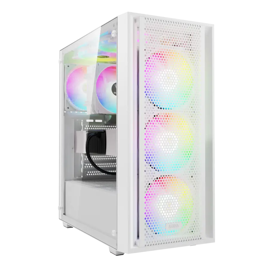 Gabinete GAMDIAS AURA GC2 Elite WH ARGB Mid Tower ATX TG Blanco 4xFan ARGB
