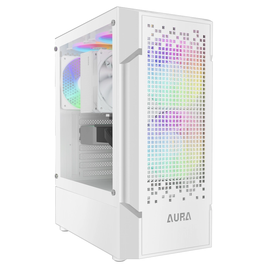GABINETE GAMDIAS AURA GC7 WH ARGB MID TOWER ATX TG MESH 3XFAN BLANCO